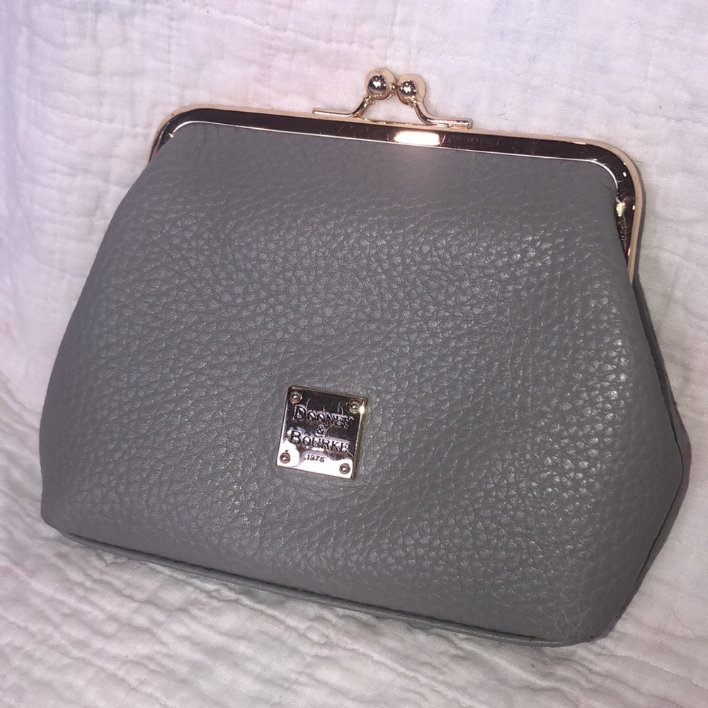 Dooney & Bourke Gray Pebbled Leather Coin Purse